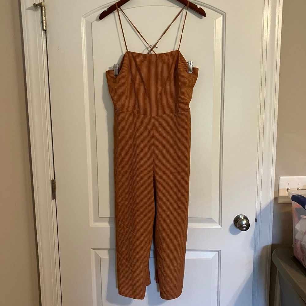 Lucca Couture Catinia Culotte Jumpsuit Amber Stripe adjustable spaghetti strap M